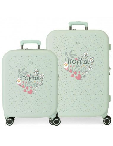 9649524  ABS LUGGAGE SET 2/ 55-70CM 4W. TROPICAL LOVE